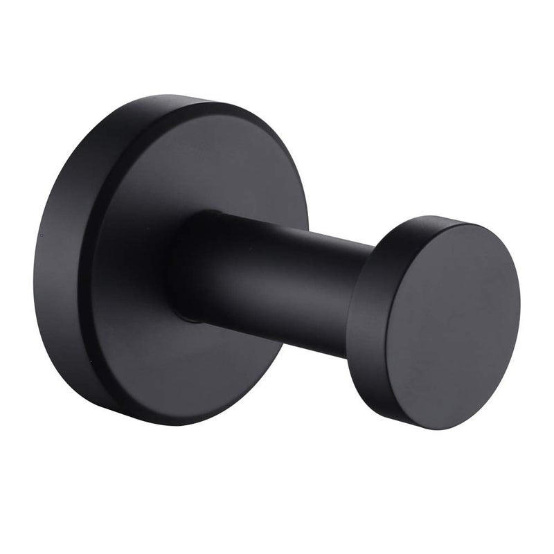 APLusee Matte Black Robe Towel Hook, 304 Stainless Steel Round Coat Hook for Home Storage, Wall Mount - Image 1